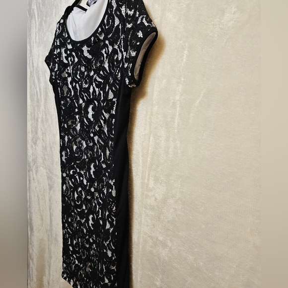 Premise Annie Sez Retro Rare Black Lace Overlay Dress Bodycon Women's Sz 6 NWT - Picture 3 of 10